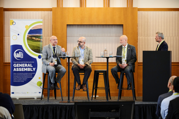 The panel discussion with (from left to right) Robert Konrad, Miguel Rocha De Gouveia, Barron Joseph Orr, and moderator Ivan Kulis, Head of Unit, Nature Conservation and Observation, DG JRC.