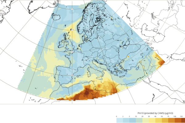 An example of CAMS daily regional forecasts for PM10 available on the CAMS charts page. 